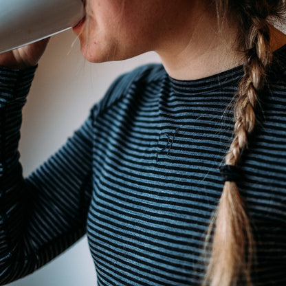 Rivelo | Womens Ashdown Merino Blend Long Sleeve Base Layer (Black/Charcoal)