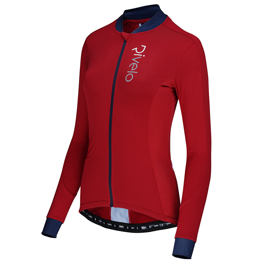 Rivelo | Womens Woodvale Light Long Sleeve Jersey (Ruby/Navy)